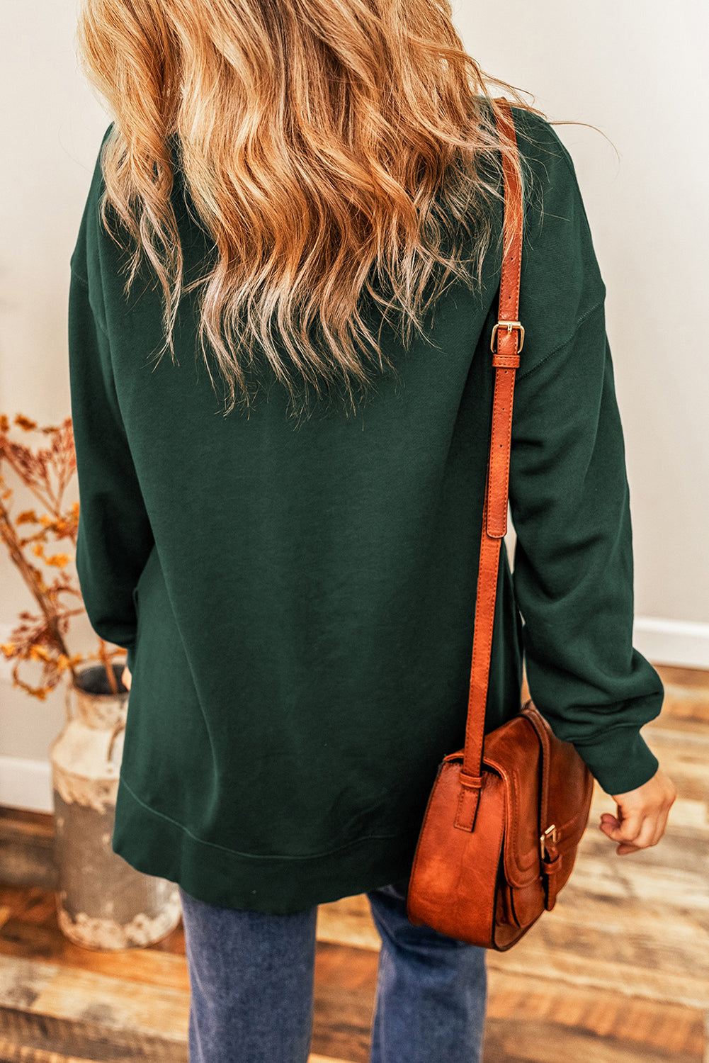 Duffel Lock Seam Detail Drop Shoulder Split Hem Sweatshirt Sweatshirts & Hoodies JT's Designer Fashion