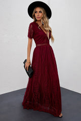 Red Blue Fill Your Heart Lace Long Dress Maxi Dresses JT's Designer Fashion