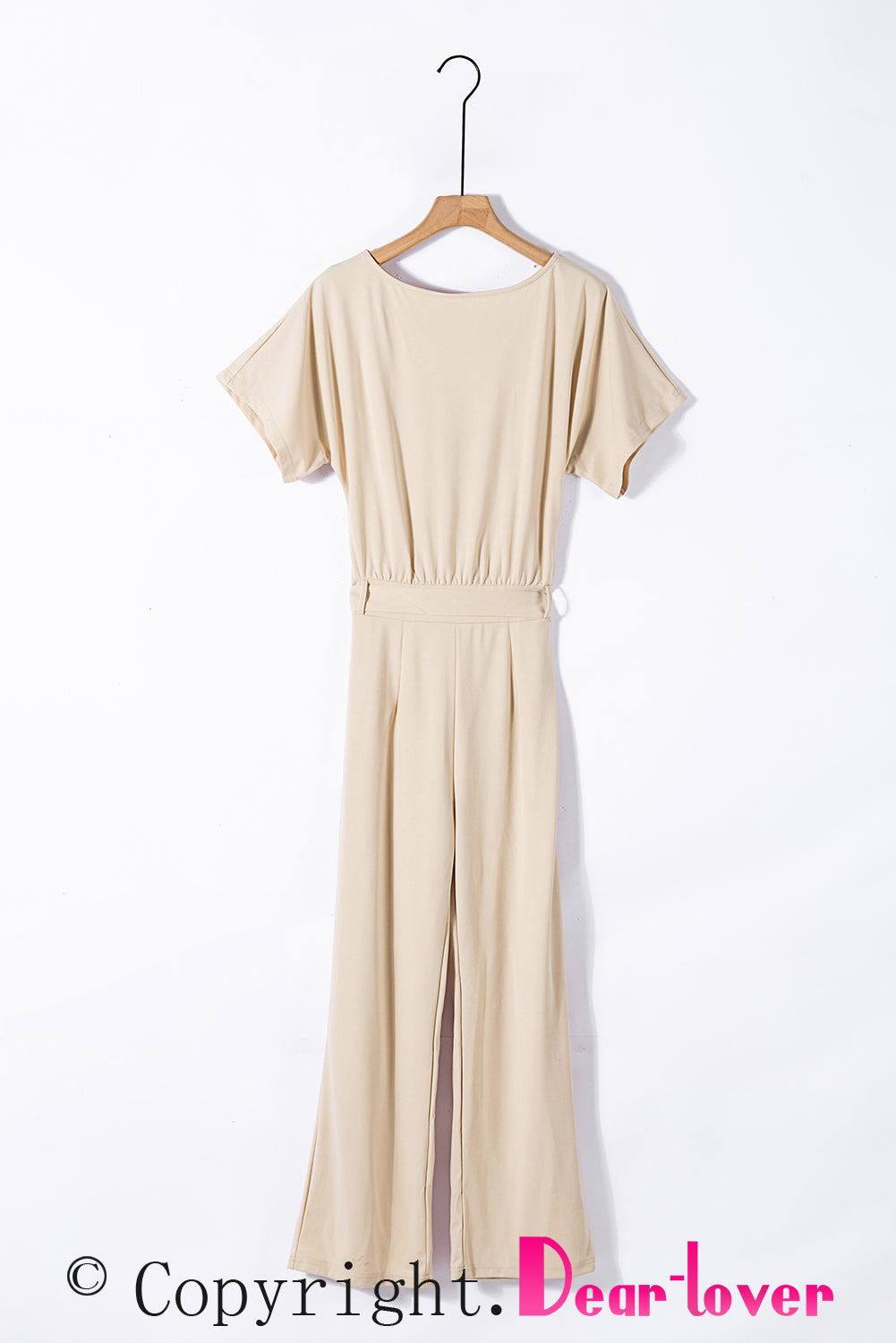 Apricot Oh So Glam Belted Wide Leg Jumpsuit Jumpsuits & Rompers JT's Designer Fashion
