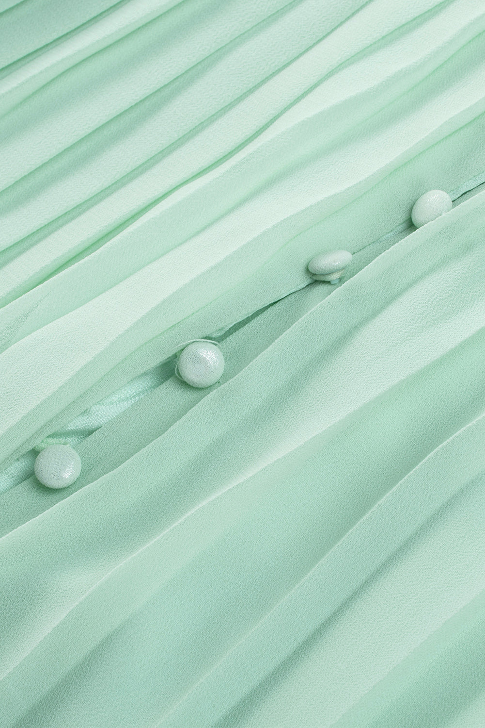 Green Pleated Ruffled Tie Waist Buttons V Neck Romper Jumpsuits & Rompers JT's Designer Fashion