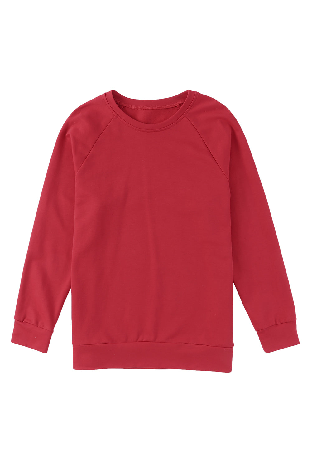 Red Solid Round Neck Raglan Sleeve Sweatshirt Sweatshirts & Hoodies JT's Designer Fashion