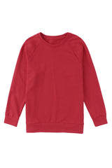 Red Solid Round Neck Raglan Sleeve Sweatshirt Sweatshirts & Hoodies JT's Designer Fashion