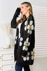 Double Take Floral Button Down Longline Cardigan JT's Designer Fashion