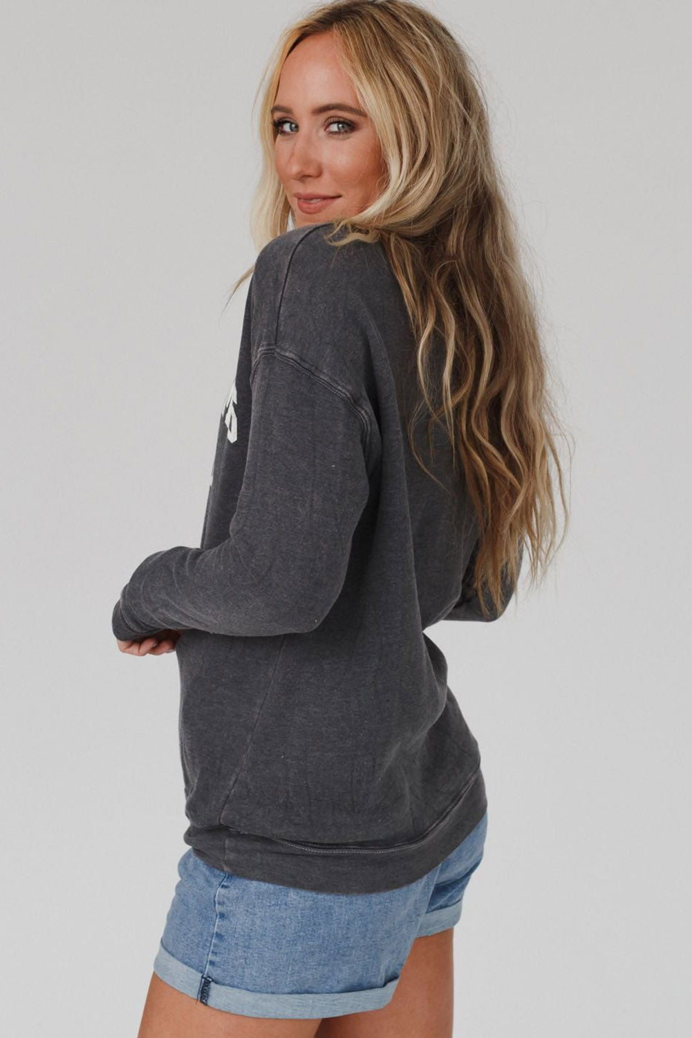 Gray COOL MOMS CLUB Drop Shoulder Sweatshirt Sweatshirts & Hoodies JT's Designer Fashion
