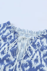Sky Blue V Neck Casual Geometric Print Long Dress Maxi Dresses JT's Designer Fashion