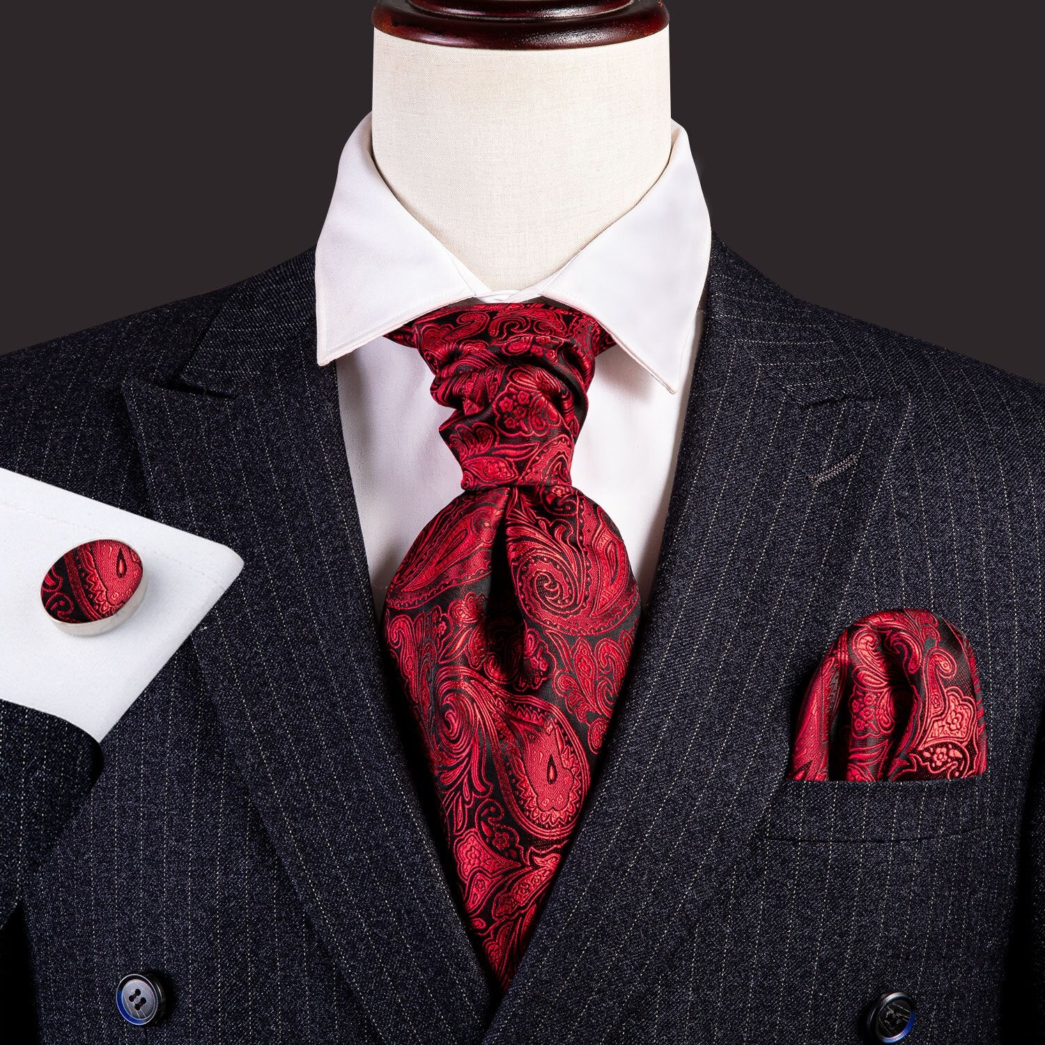 Silk Cravat Ascot Tie Set For Men Men's Accessories JT's Designer Fashion