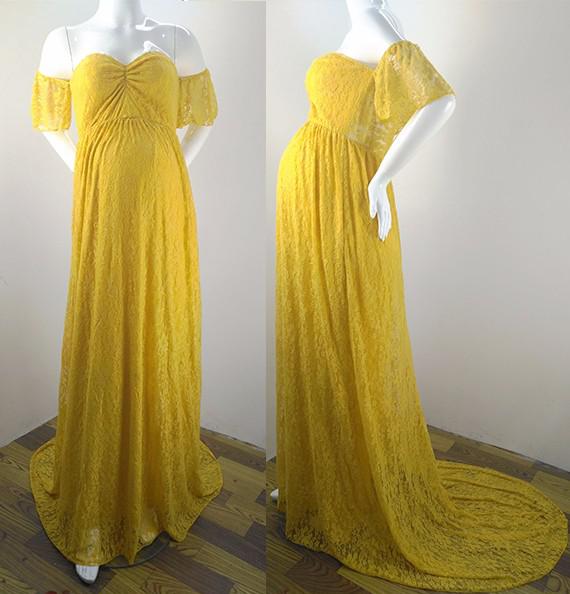 Lace Maternity Maxi Dress With Train Butter Maternity Dresses JT's Designer Fashion