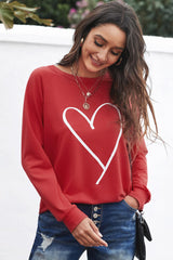Fiery Red Simple Heart Graphic Valentine's Sweatshirt Graphic Sweatshirts JT's Designer Fashion