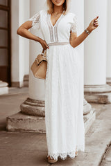 White Blue Fill Your Heart Lace Long Dress White 95%Polyester+5%Spandex Maxi Dresses JT's Designer Fashion