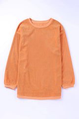Orange Spooky Season Ghost Print Ribbed Pullover Sweatshirt Graphic Sweatshirts JT's Designer Fashion