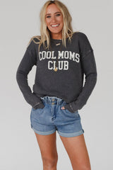 Gray COOL MOMS CLUB Drop Shoulder Sweatshirt Sweatshirts & Hoodies JT's Designer Fashion
