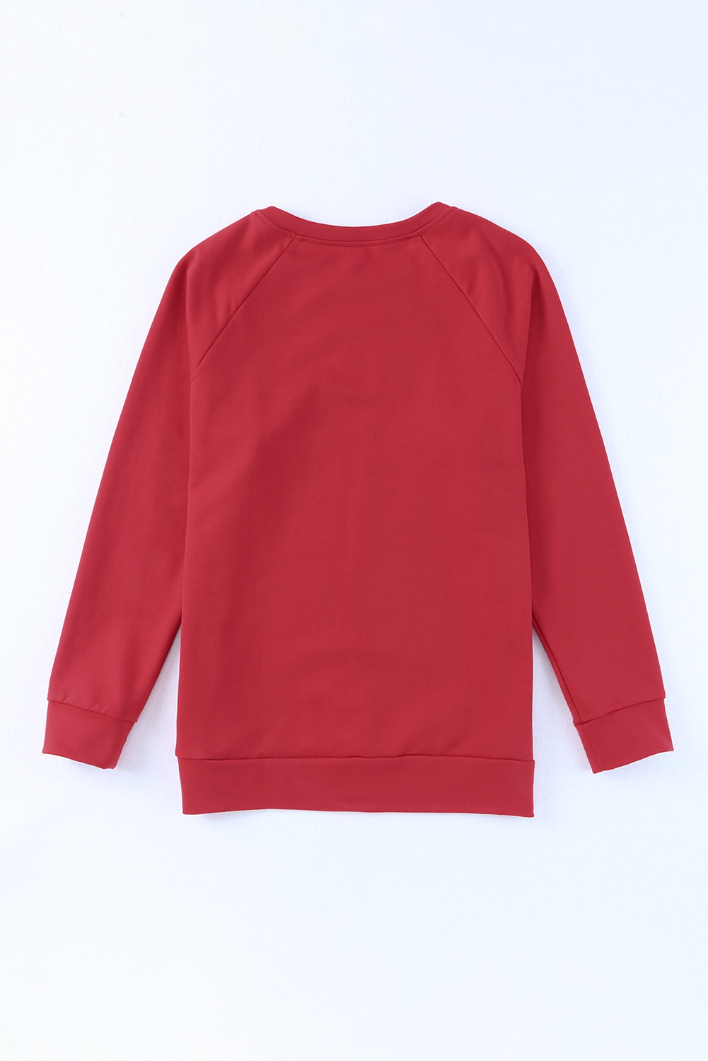 Red Solid Round Neck Raglan Sleeve Sweatshirt Sweatshirts & Hoodies JT's Designer Fashion