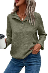 Swamp Textured Knit Buttoned Kangaroo Pocket Sweatshirt Sweatshirts & Hoodies JT's Designer Fashion