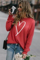 Fiery Red Simple Heart Graphic Valentine's Sweatshirt Graphic Sweatshirts JT's Designer Fashion