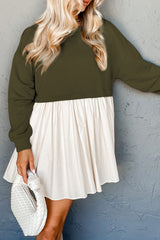 Jungle Green Sweatshirt Poplin 2-in-1 Mini Dress Dresses JT's Designer Fashion