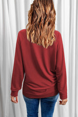 Fiery Red Rhinestone Heart Shaped Long Sleeve Sweatshirt Graphic Sweatshirts JT's Designer Fashion