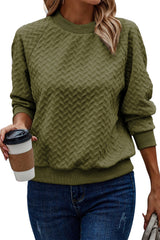 Pickle Green Solid Textured Raglan Sleeve Pullover Sweatshirt Sweatshirts & Hoodies JT's Designer Fashion
