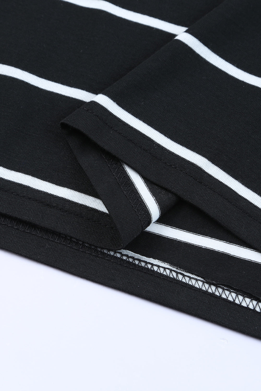 Black Stripe Print Open Back Sleeveless Long Dress with Slits Maxi Dresses JT's Designer Fashion