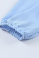 Light Blue V Neck Long Sleeve Ruffle Tiered Mini Dress Mini Dresses JT's Designer Fashion