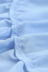 Light Blue V Neck Long Sleeve Ruffle Tiered Mini Dress Mini Dresses JT's Designer Fashion