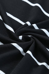 Black Stripe Print Open Back Sleeveless Long Dress with Slits Maxi Dresses JT's Designer Fashion