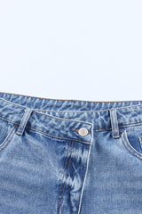 Sky Blue High Rise Crossover Waist Denim Shorts Denim Shorts JT's Designer Fashion