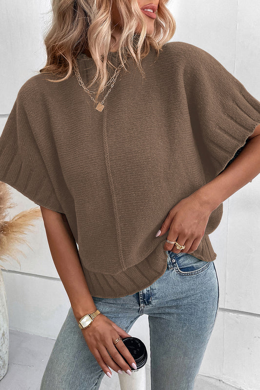 Desert Palm Mock Neck Batwing Sleeve Knit Sweater Sweaters & Cardigans JT's Designer Fashion
