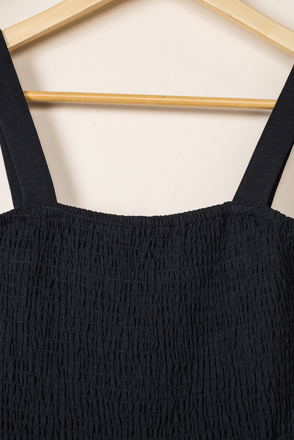 Black Smocked Sleeveless Wide Leg Jumpsuit with Pockets Jumpsuits & Rompers JT's Designer Fashion
