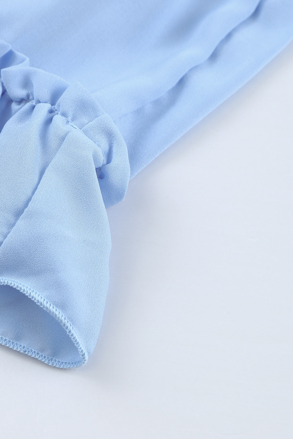 Light Blue V Neck Long Sleeve Ruffle Tiered Mini Dress Mini Dresses JT's Designer Fashion