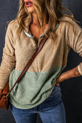 Smoke Gray 2-tone Color Block Half Zip Fleece Sweatshirt Sweatshirts & Hoodies JT's Designer Fashion