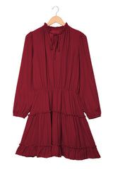 V Neck Long Sleeve Ruffle Tiered Mini Dress Mini Dresses JT's Designer Fashion