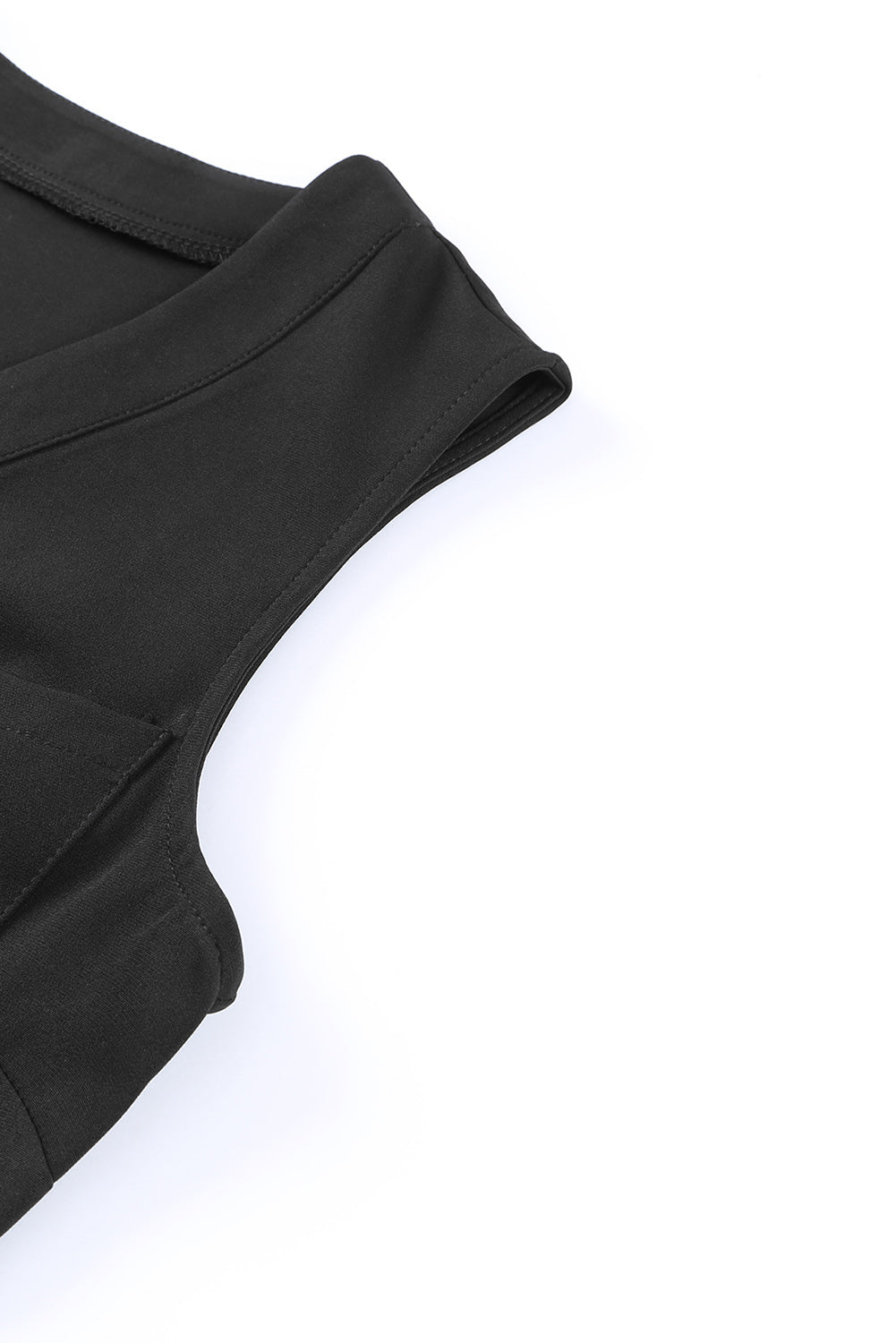 Black Buttoned Sleeveless Cropped Jumpsuit with Sash Jumpsuits & Rompers JT's Designer Fashion