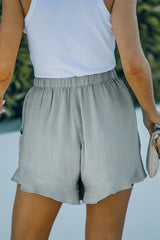 High Waist Pocketed Ruffle Shorts Casual Shorts JT's Designer Fashion