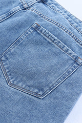 Sky Blue High Rise Crossover Waist Denim Shorts Denim Shorts JT's Designer Fashion