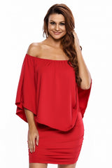Multiple Dressing Layered Red Mini Poncho Dress Mini Dresses JT's Designer Fashion