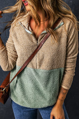 Smoke Gray 2-tone Color Block Half Zip Fleece Sweatshirt Sweatshirts & Hoodies JT's Designer Fashion