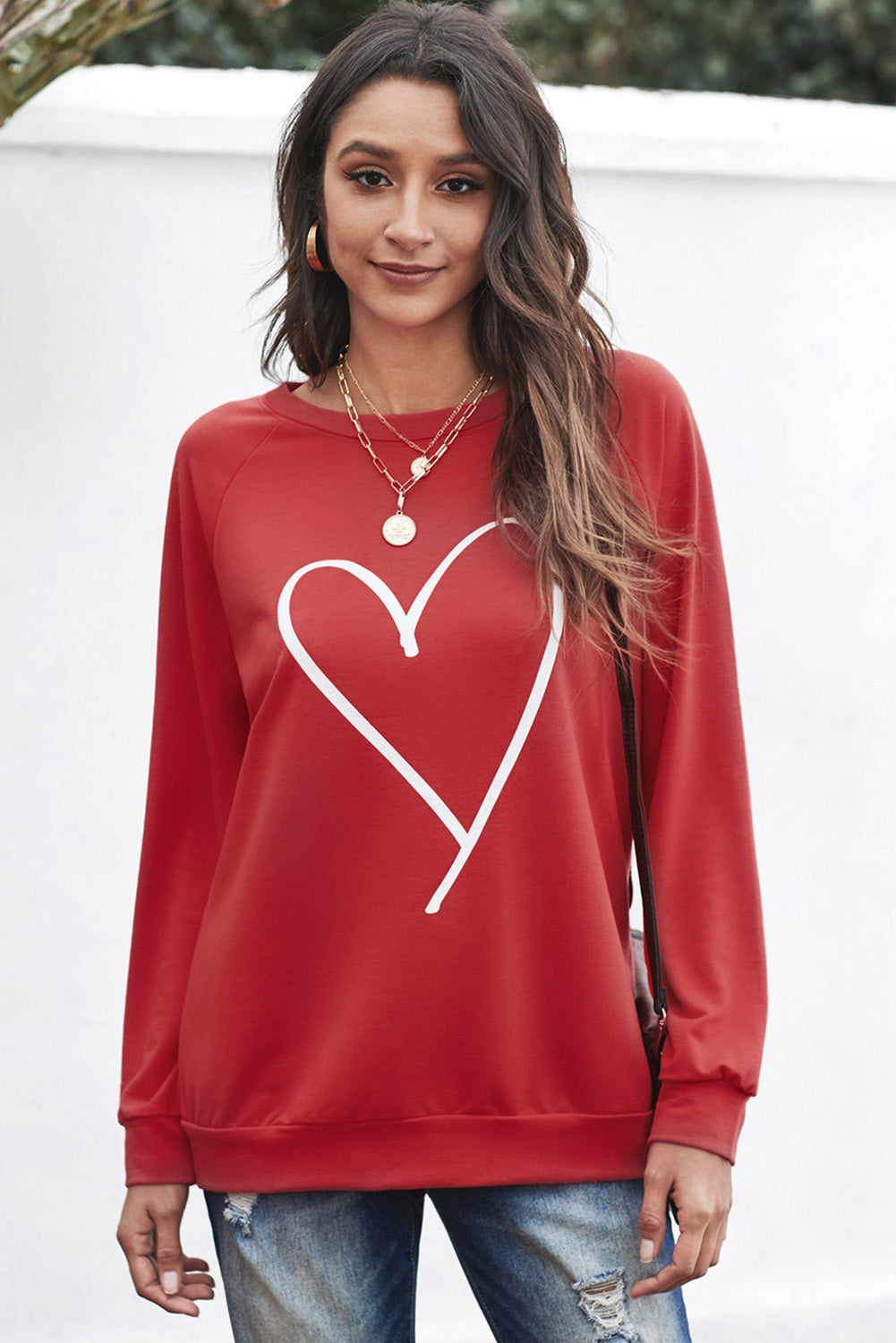 Fiery Red Simple Heart Graphic Valentine's Sweatshirt Graphic Sweatshirts JT's Designer Fashion