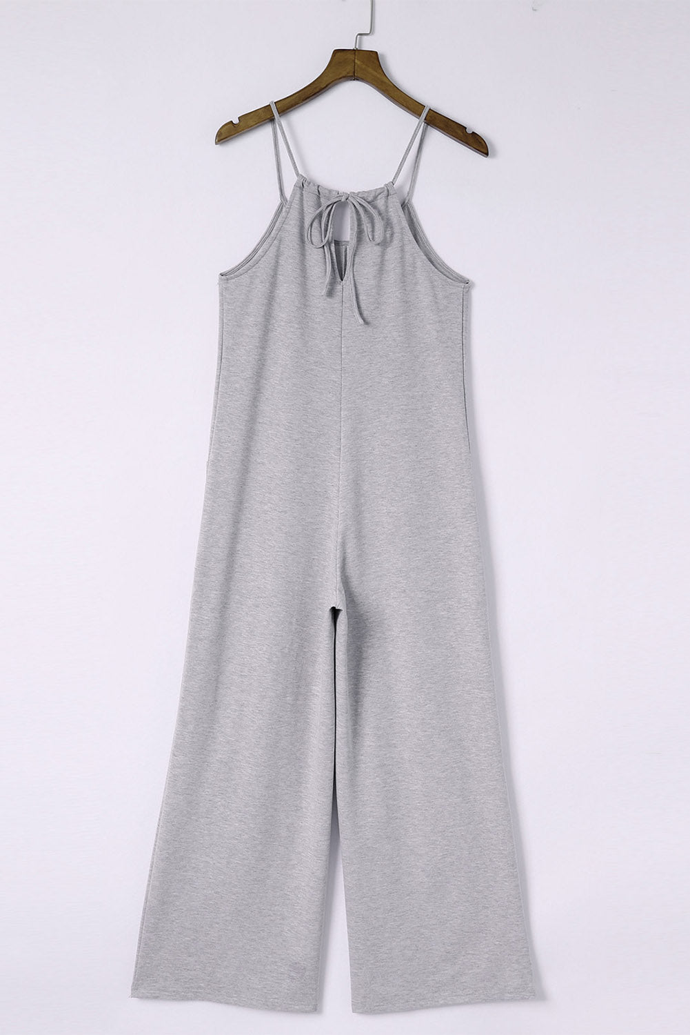 Gray Loose Fit Side Pockets Spaghetti Strap Wide Leg Jumpsuit Jumpsuits & Rompers JT's Designer Fashion