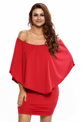 Multiple Dressing Layered Red Mini Poncho Dress Mini Dresses JT's Designer Fashion