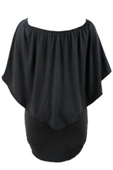 Plus Size Multiple Dressing Layered Black Mini Poncho Dress Plus Size Dresses JT's Designer Fashion