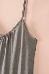 Gray Spaghetti Straps Wide Leg Pocketed Jumpsuits Jumpsuits & Rompers JT's Designer Fashion