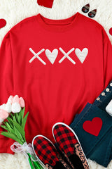 Red Puff XOXO Print Valentines Heart Sweatshirt Graphic Sweatshirts JT's Designer Fashion