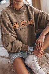 Brown Let's Get Smashed Halloween Pumpkin Graphic Sweatshirt Graphic Sweatshirts JT's Designer Fashion
