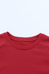 Red Solid Round Neck Raglan Sleeve Sweatshirt Sweatshirts & Hoodies JT's Designer Fashion