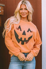 Orange Pumpkin Smile Face Graphic Sweatshirt Orange-3 100%Polyester Graphic Sweatshirts JT's Designer Fashion