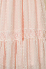 Swiss Dot Lace Trim Long Dress Maxi Dresses JT's Designer Fashion