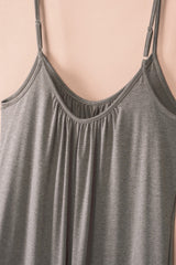 Gray Spaghetti Straps Wide Leg Pocketed Jumpsuits Jumpsuits & Rompers JT's Designer Fashion