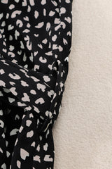 Black Leopard Print Belted V Neck Short Sleeve Romper Jumpsuits & Rompers JT's Designer Fashion
