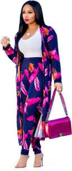 Women's 2 Piece Dashiki Pant Suit Navy Blue Jumpsuits & Rompers JT's Designer Fashion