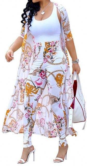 Women's 2 Piece Dashiki Pant Suit White Jumpsuits & Rompers JT's Designer Fashion